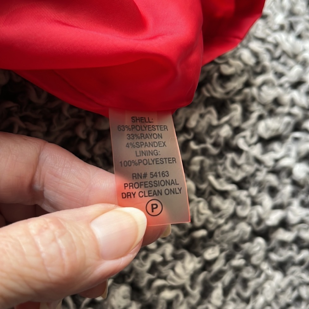 Calvin Klein   Dress  midi  holiday Red   flower detailed collar Size 6   EUC - Picture 9 of 10